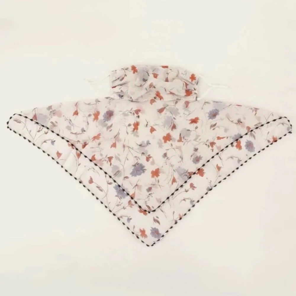 Floral Face Mask & Scarf Adjustable Ear Strips 4 A Comfortable Fit 100% Chiffon